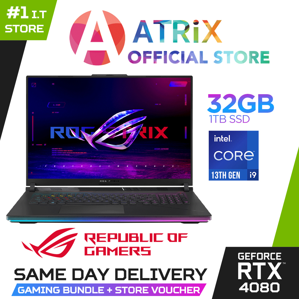 【Same Day Delivery】ROG Strix SCAR 18 G834JZ-N6039W | 18&quot; QHD+ | i9-13980HX | RTX 4080 | 32GB RAM | 1TB SSD | Win11 | 2Y