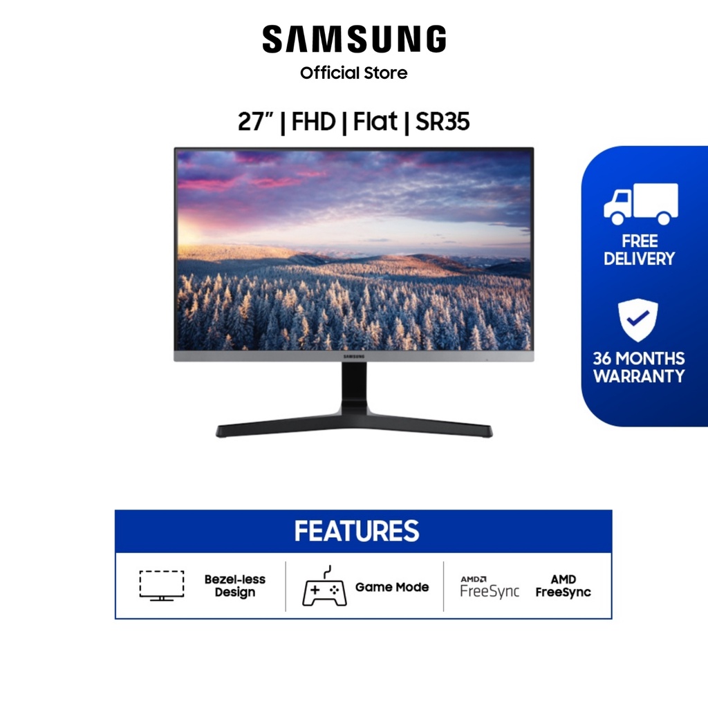Samsung 27&quot; SR350 Bezel-less LED Monitor / LS27R350FHEXXS / 36 Months Warranty