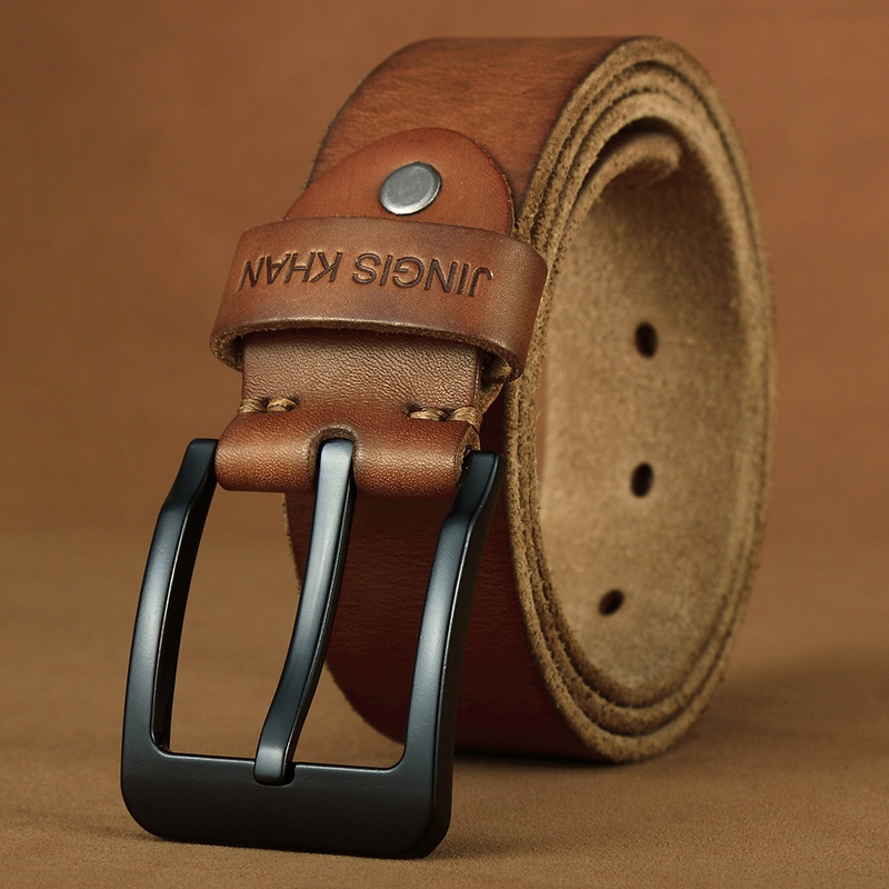 Ten years continuously men handmade leather belt and Unbreakable Men&#039;s Genuine Alloy Pin Buckle First Layer Cowhide Whole Cut